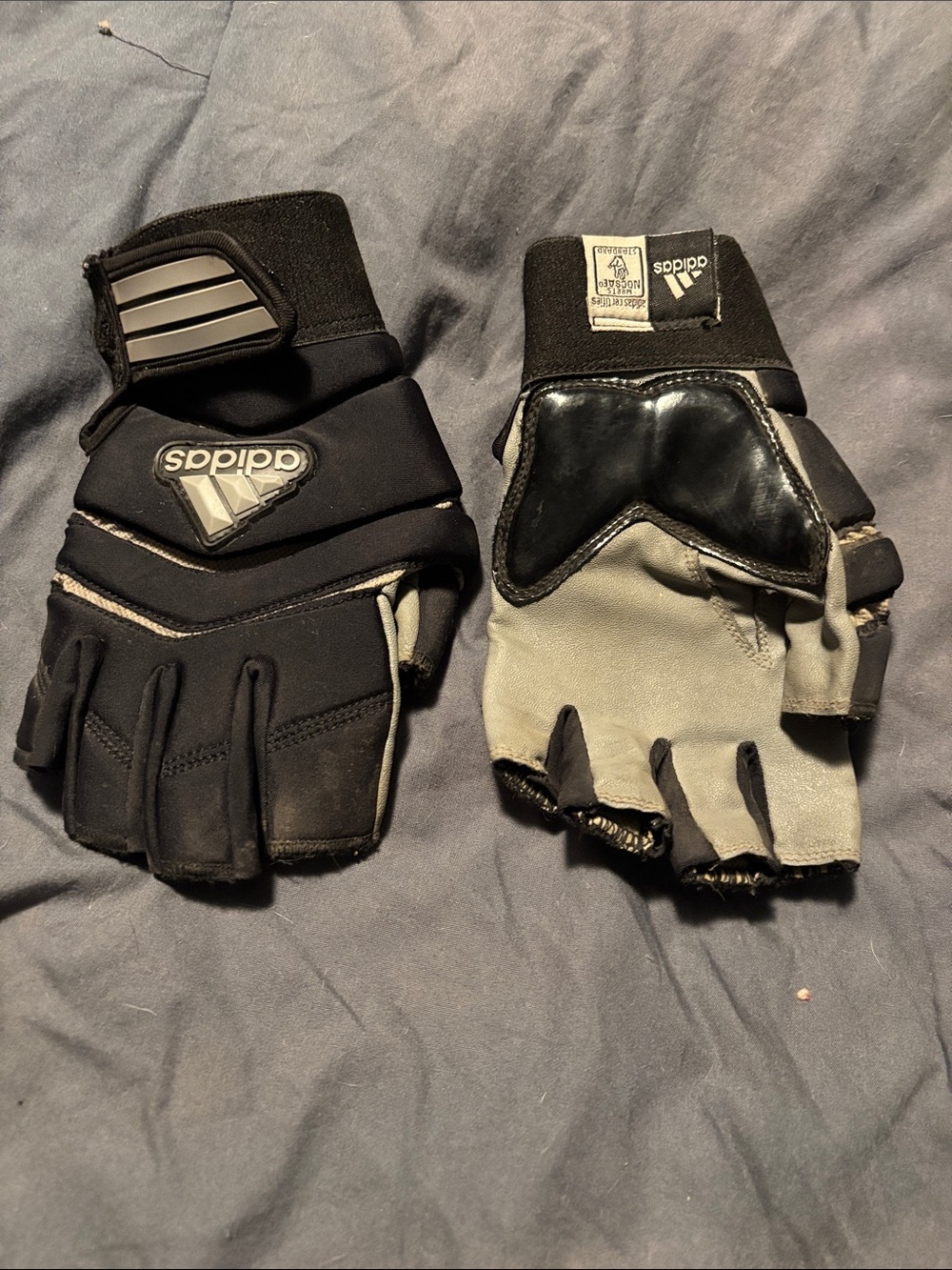 adidas Black and Gray Kids Half-Finger Training Gloves
